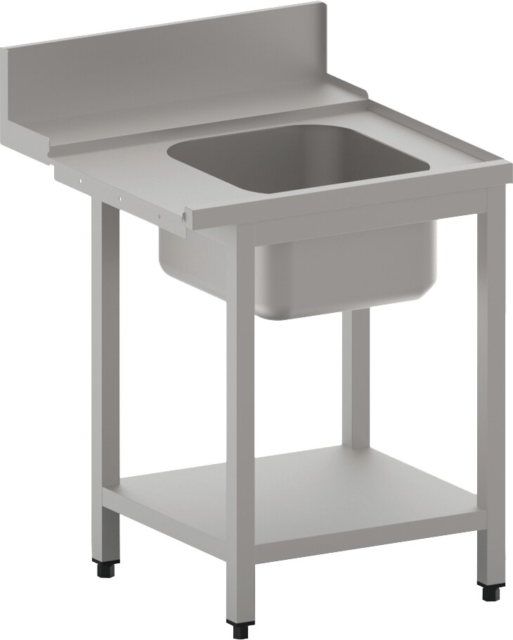 Zulauftisch rechts mit Becken und Ablagebord, 1000 mm