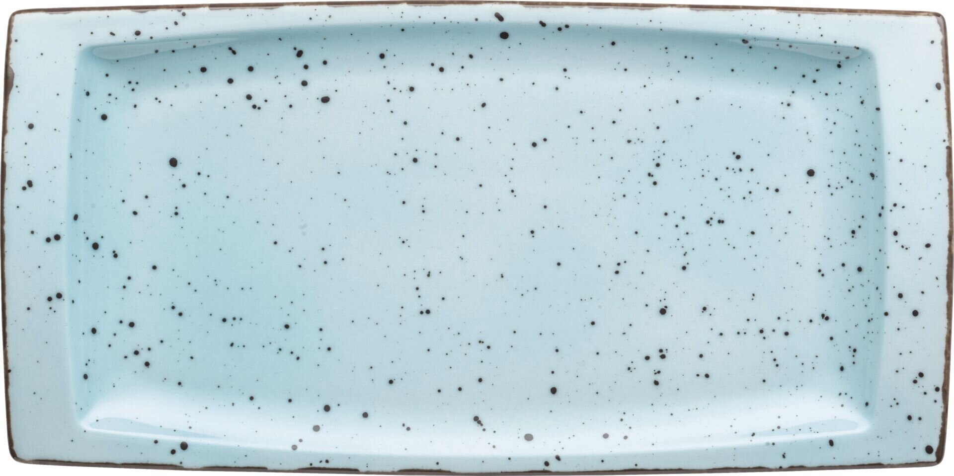 Porzellanserie "Granja" aqua Platte flach eckig, 18 x 36 cm
