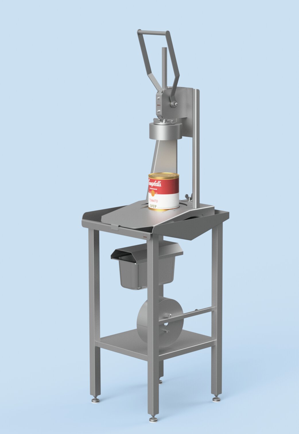 Tisch mit Auffangschale für Dosenöffner für 1,30 l und 5,00 l Dosen