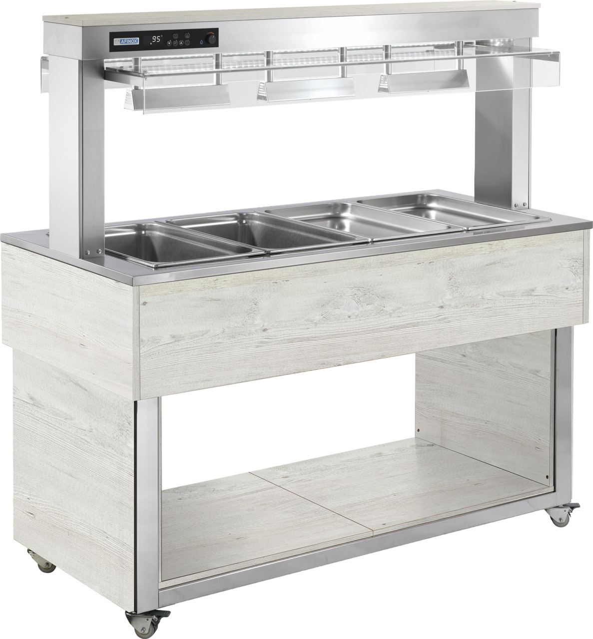 Büfett-Insel Wärmewanne trockenbeheizt 1494 mm GN 4/1 Vollverkleidung Hemlock