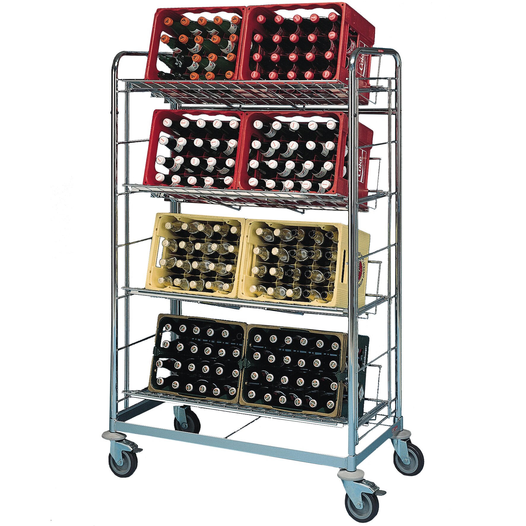 Getränkewagen für 4 Kisten / fahrbar / Auflagerost 940 x 390 mm