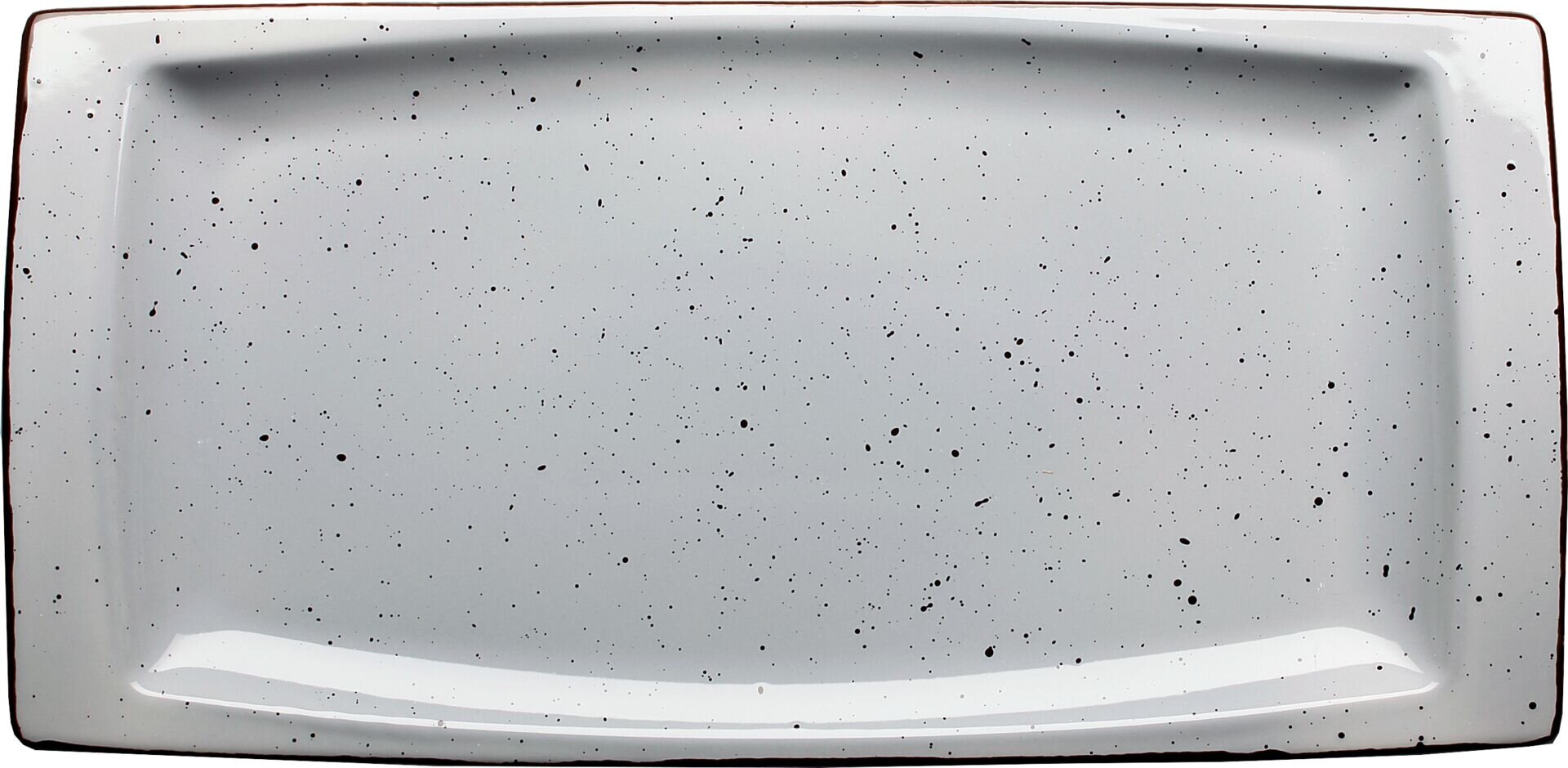 Porzellanserie "Granja" grau Platte flach eckig, 18 x 36 cm