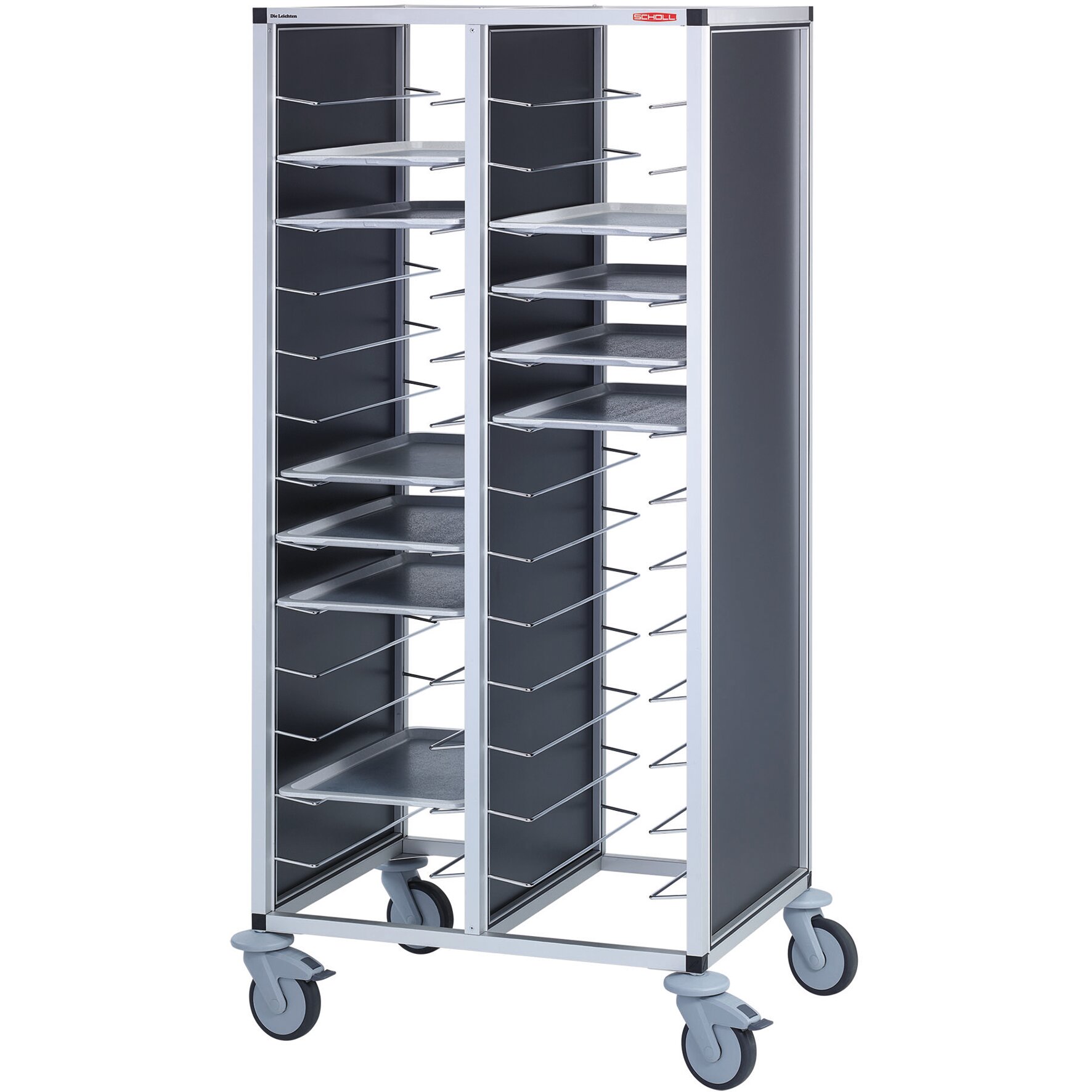 Tablett-Abräumwagen 2-teilig / für 40 GN-Tabletts / 125 mm Abstand